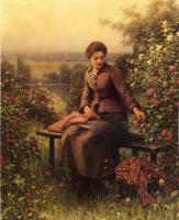 Daniel Ridgway Knight - Seated Girl with Flowers